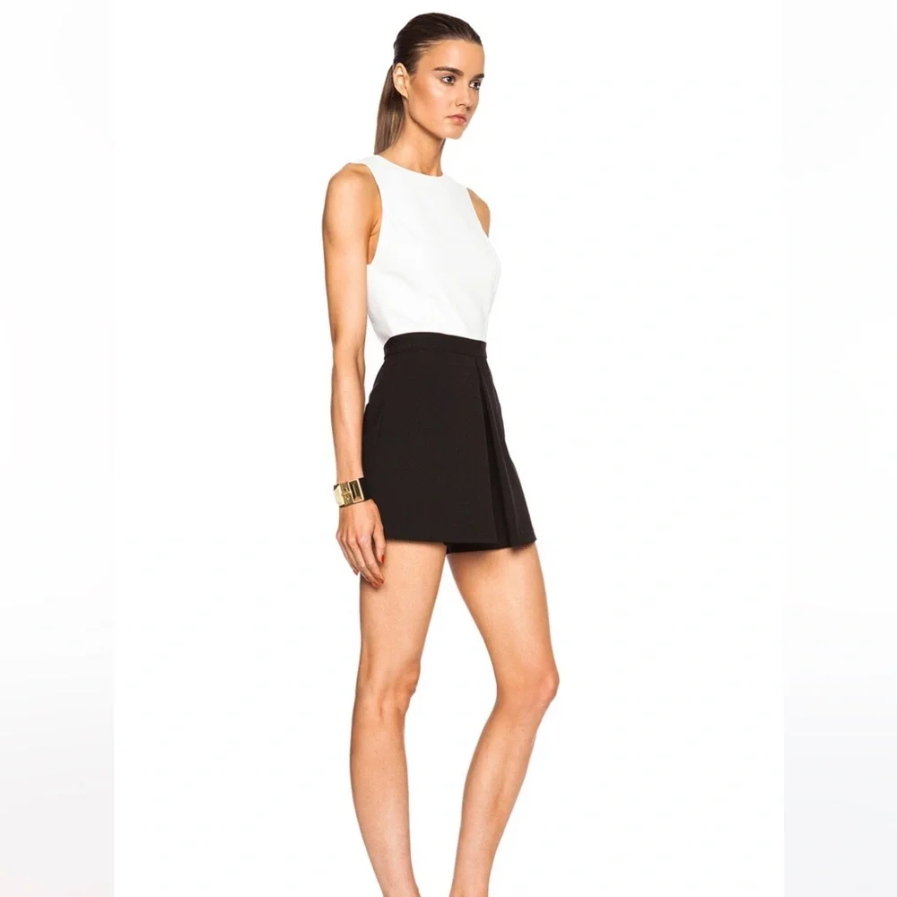NWT Alice + Olivia White Black Rhode Romper, Size 2